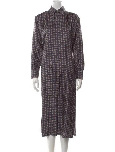 Pre-owned Max Mara Silk Midi Length Dress W/ Tags In Blue