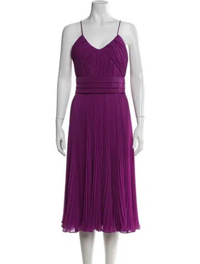 Pre-owned Max Mara Silk Midi Length Dress W/ Tags In Purple