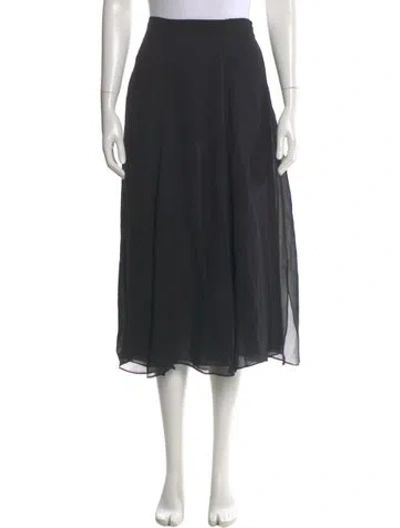 Pre-owned Max Mara Silk Midi Length Skirt In Black