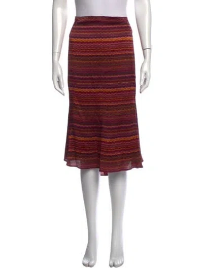Pre-owned Max Mara Silk Midi Length Skirt In Black/pink/purple