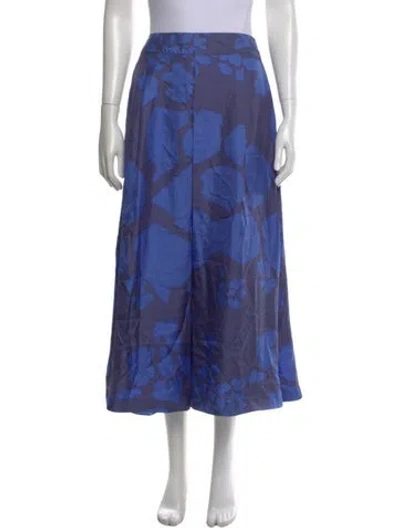 Pre-owned Max Mara Silk Midi Length Skirt In Blue