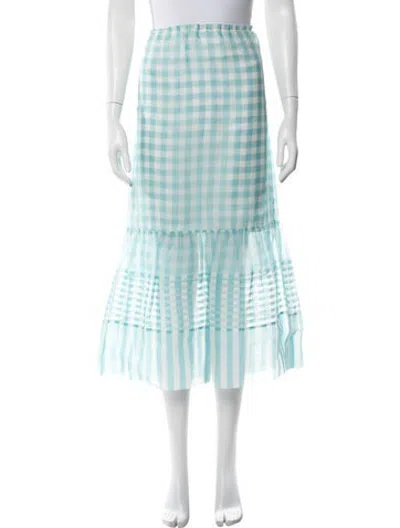 Pre-owned Max Mara Silk Midi Length Skirt In Blue