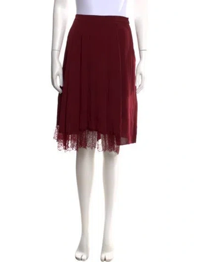 Pre-owned Max Mara Silk Midi Length Skirt In Burgundy