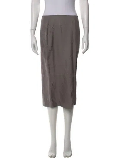 Pre-owned Max Mara Silk Midi Length Skirt In Gray