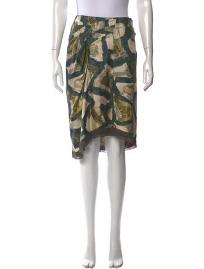 Pre-owned Max Mara Silk Midi Length Skirt In Green