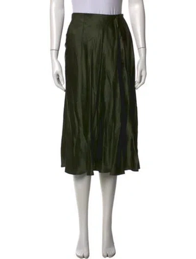 Pre-owned Max Mara Silk Midi Length Skirt In Green