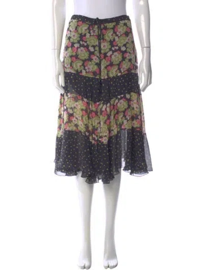 Pre-owned Max Mara Silk Midi Length Skirt In Multi