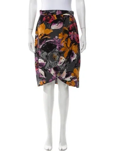 Pre-owned Max Mara Silk Midi Length Skirt In Multicolor