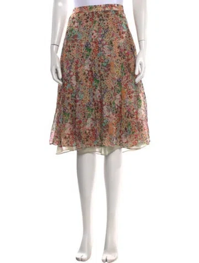 Pre-owned Max Mara Silk Midi Length Skirt In Multicolor