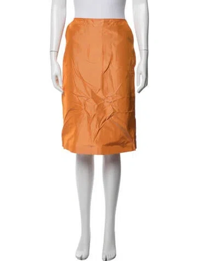 Pre-owned Max Mara Silk Midi Length Skirt In Orange