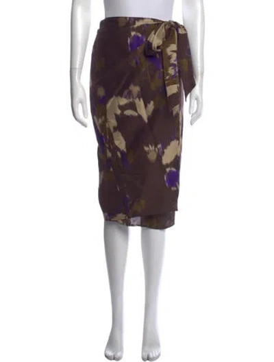 Pre-owned Max Mara Silk Midi Length Skirt W/ Tags In Multi