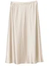 Max Mara Satin Finish Midi Skirt With Flowing Silhouette In Neutrals