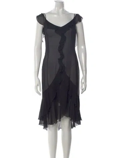 Pre-owned Max Mara Silk Mini Dress In Black