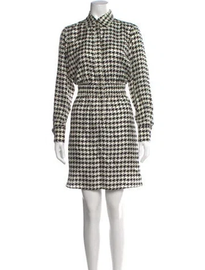 Pre-owned Max Mara Silk Mini Dress In Black/white