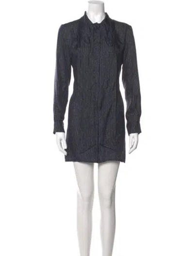 Pre-owned Max Mara Silk Mini Dress In Blue