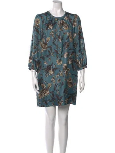Pre-owned Max Mara Silk Mini Dress In Blue