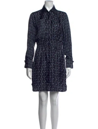Pre-owned Max Mara Silk Mini Dress In Blue