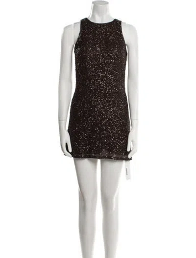 Pre-owned Max Mara Silk Mini Dress In Brown