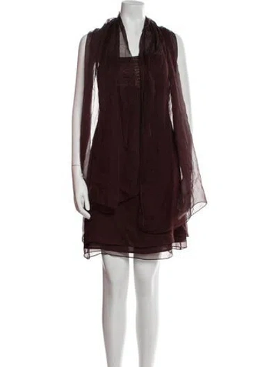 Pre-owned Max Mara Silk Mini Dress In Brown
