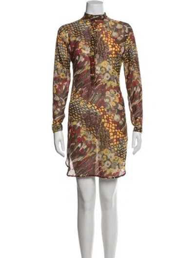 Pre-owned Max Mara Silk Mini Dress In Brown