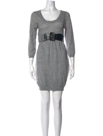 Pre-owned Max Mara Silk Mini Dress In Gray