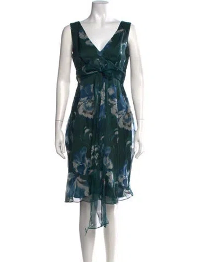 Pre-owned Max Mara Silk Mini Dress In Green