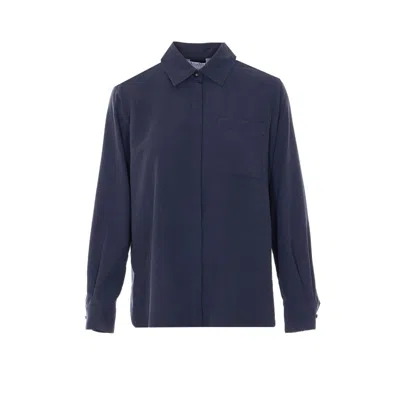 Max Mara Silk Mini Dress In Navy Blue