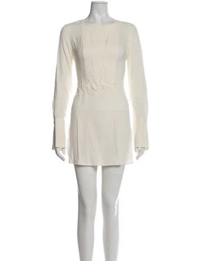 Pre-owned Max Mara Silk Mini Dress In Neutral