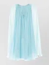 Max Mara Women Mini Light Blue Dress With Drawstring In Silk Chiffon Woman