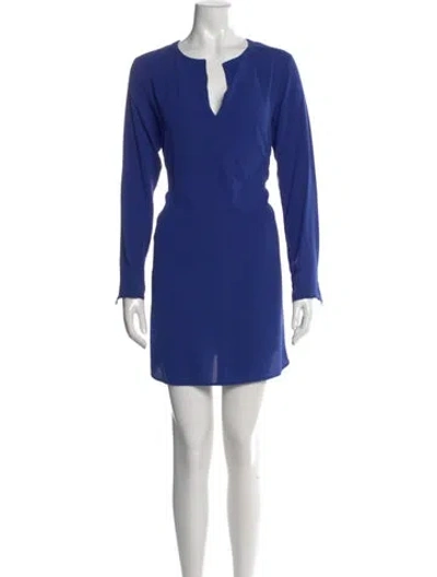 Pre-owned Max Mara Silk Mini Dress W/ Tags In Blue