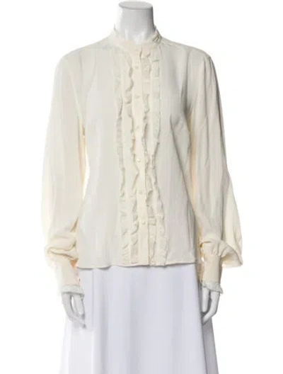 Pre-owned Max Mara Silk Mock Neck Blouse In Neutral