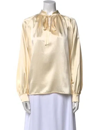 Pre-owned Max Mara Silk Mock Neck Blouse In Neutral