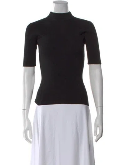 Pre-owned Max Mara Silk Mock Neck Sweater In Black