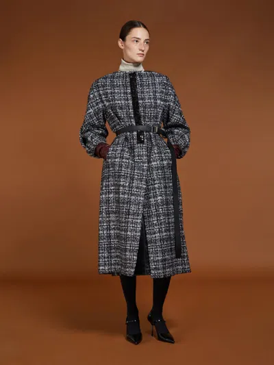 Max Mara Silk, Mohair And Wool Tweed Cardigan Coat In Black