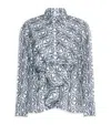 Max Mara Silk Monogram Blouse In Blue