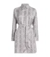 Max Mara Silk Monogram Mini Dress In Gray