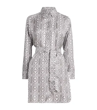 Max Mara Silk Monogram Mini Dress In White