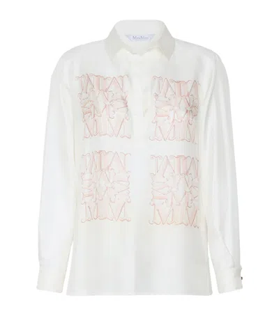 Max Mara Silk Monogram Shirt In White