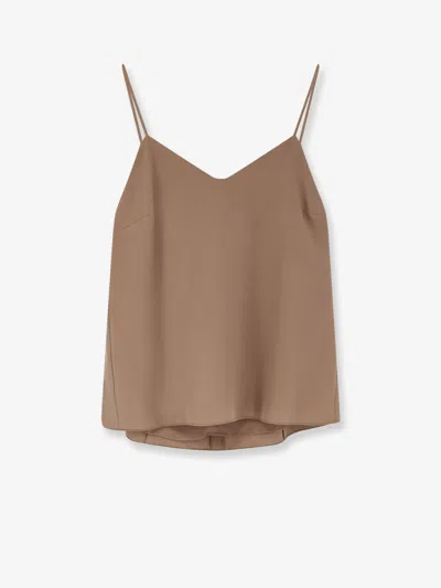 Max Mara Silk Munghia Top In Brown