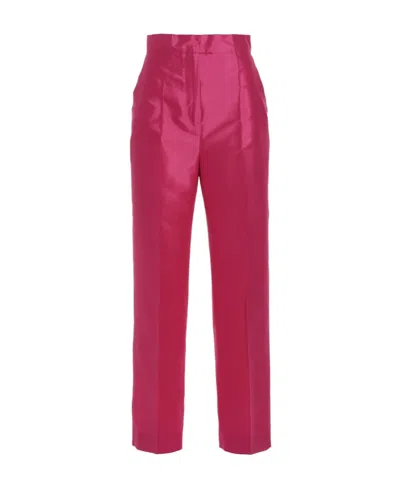 Max Mara Silk Nine-cent Pants In Red