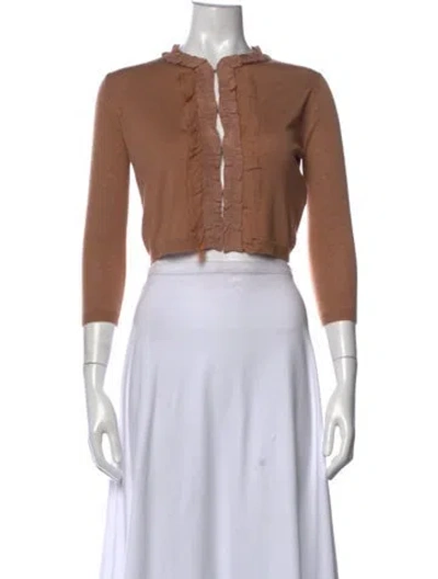 Pre-owned Max Mara Silk Open Front Sweater In Neutral