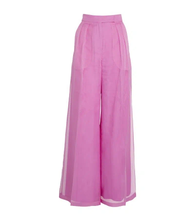 Max Mara Silk Organza Calibri Trousers In Pink