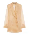 Max Mara Silk Organza Double-breasted Blazer In Camel