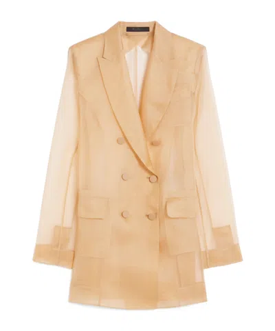 Max Mara Silk Organza Double-breasted Blazer In Camel