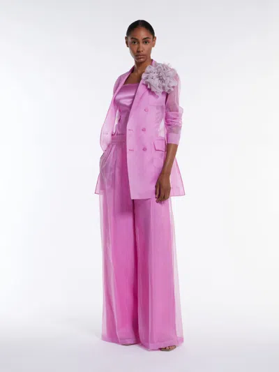 Max Mara Silk Organza Double-breasted Blazer In Pink