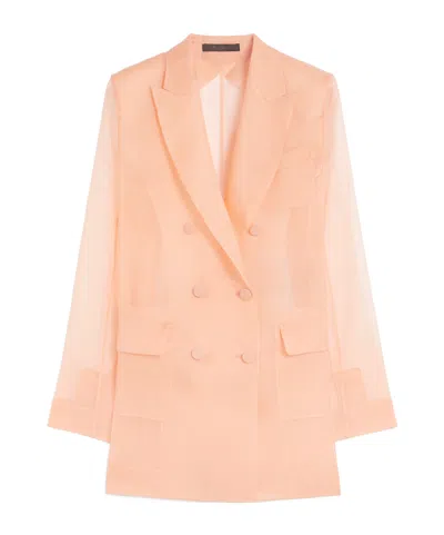 Max Mara Silk Organza Double-breasted Blazer In Rose Gold