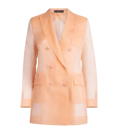 Max Mara Silk Organza Double-breasted Blazer In Rose Gold