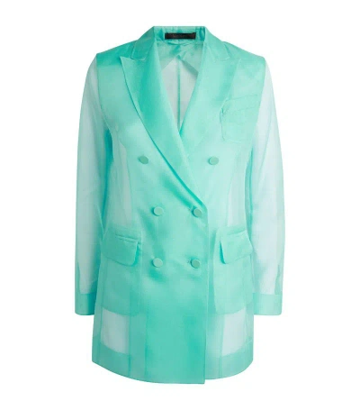 Max Mara Silk Organza Double-breasted Negrar Blazer In Clear Blue