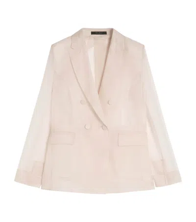 Max Mara Silk Organza Double-breasted Blazer In Pink