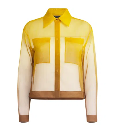 Max Mara Silk Organza Gradient Cropped Shirt In Gold